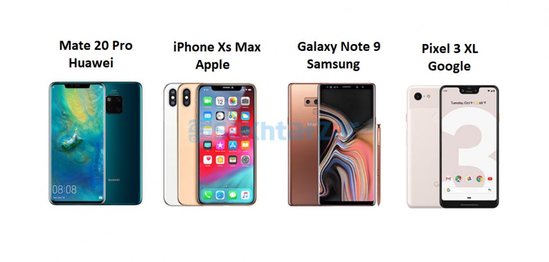 مقایسه گوشی‌های Mate 20 Pro هواوی، iPhone XS Max اپل، Galaxy Note 9 سامسونگ و Pixel 3 XL گوگل