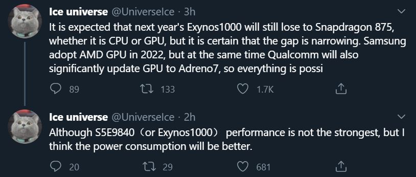 تراشه اگزینوس ۱۰۰۰ گلکسی S21 بدون GPU شرکت AMD ارایه می شود و پشت سر Snapdragon 875 خواهد بود