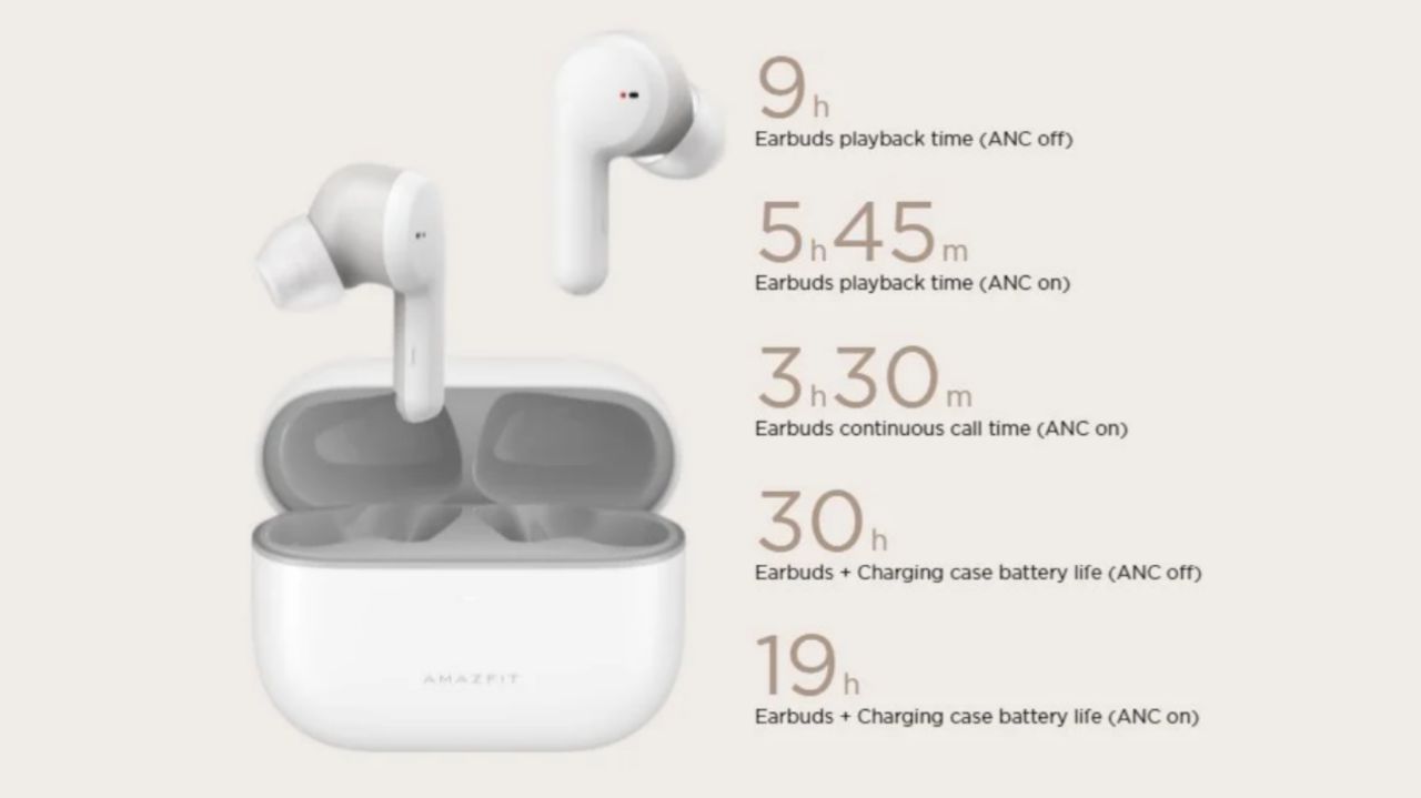 عمر باتری Amazfit Powerbuds Pro