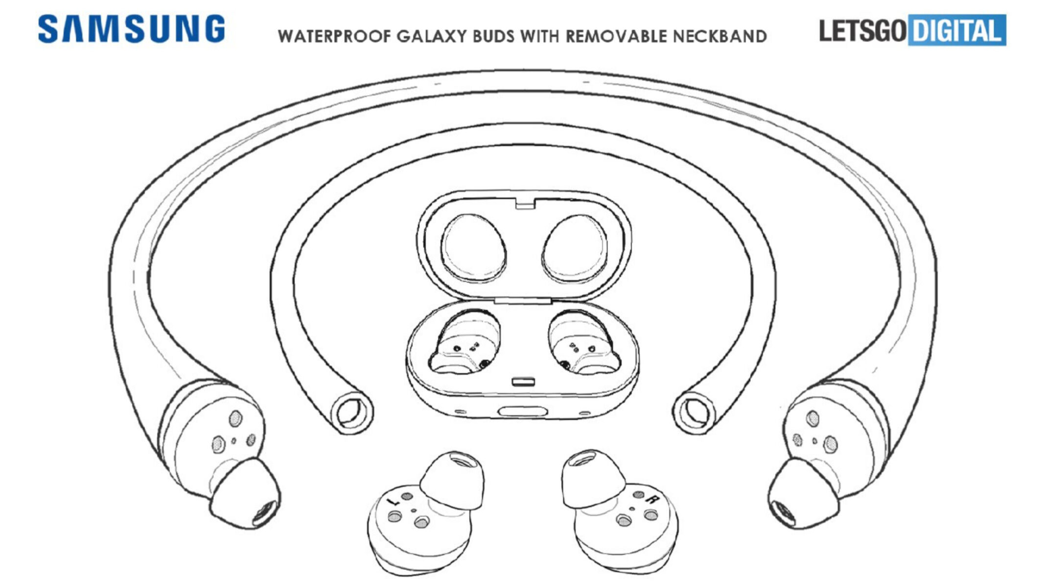پتنت سامسونگ Galaxy Buds را با بند گردنی جدا شونده ببینید!
