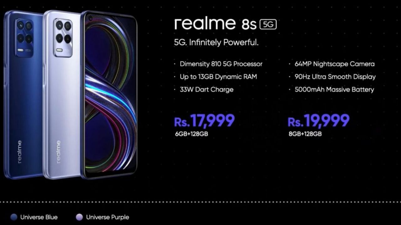 ریلمی 8s به عنوان اولین گوشی با Dimensity 810 معرفی شد