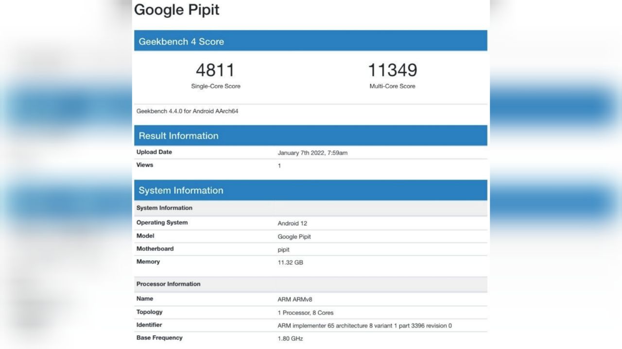 گوشی منعطف گوگل با تراشه Tensor و ١٢ گیگابایت رم در GeekBench رؤیت شد